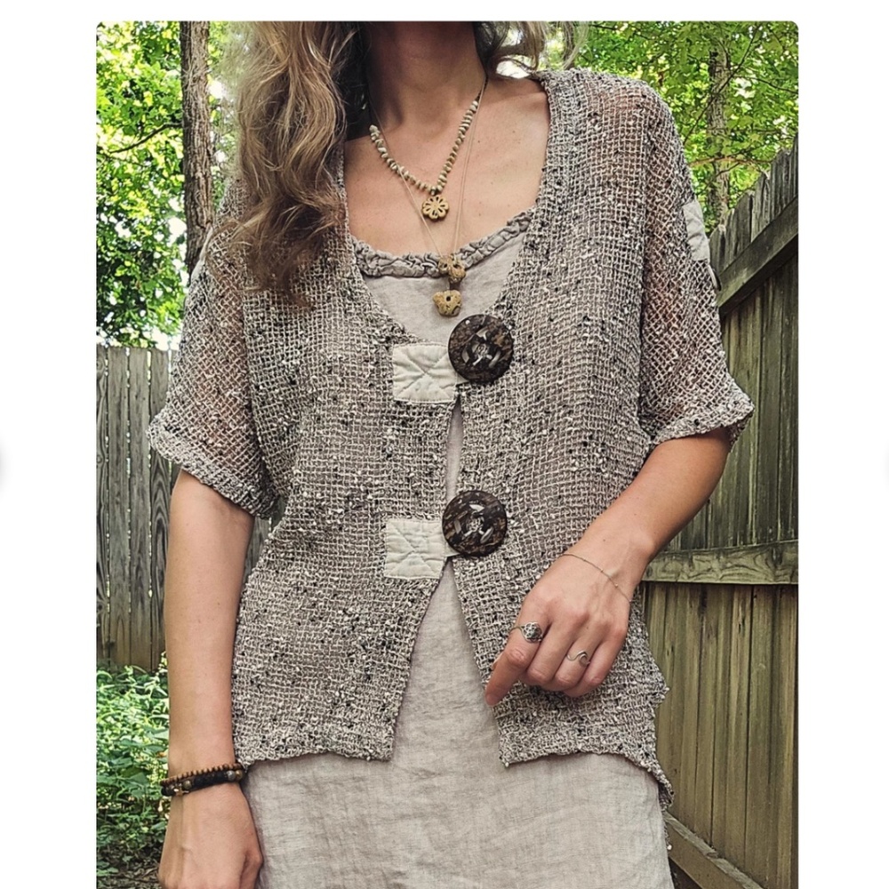 Keren Crochet Women’s Open Knit Cardigan Large Fairy Grunge Lagenlook Artsy